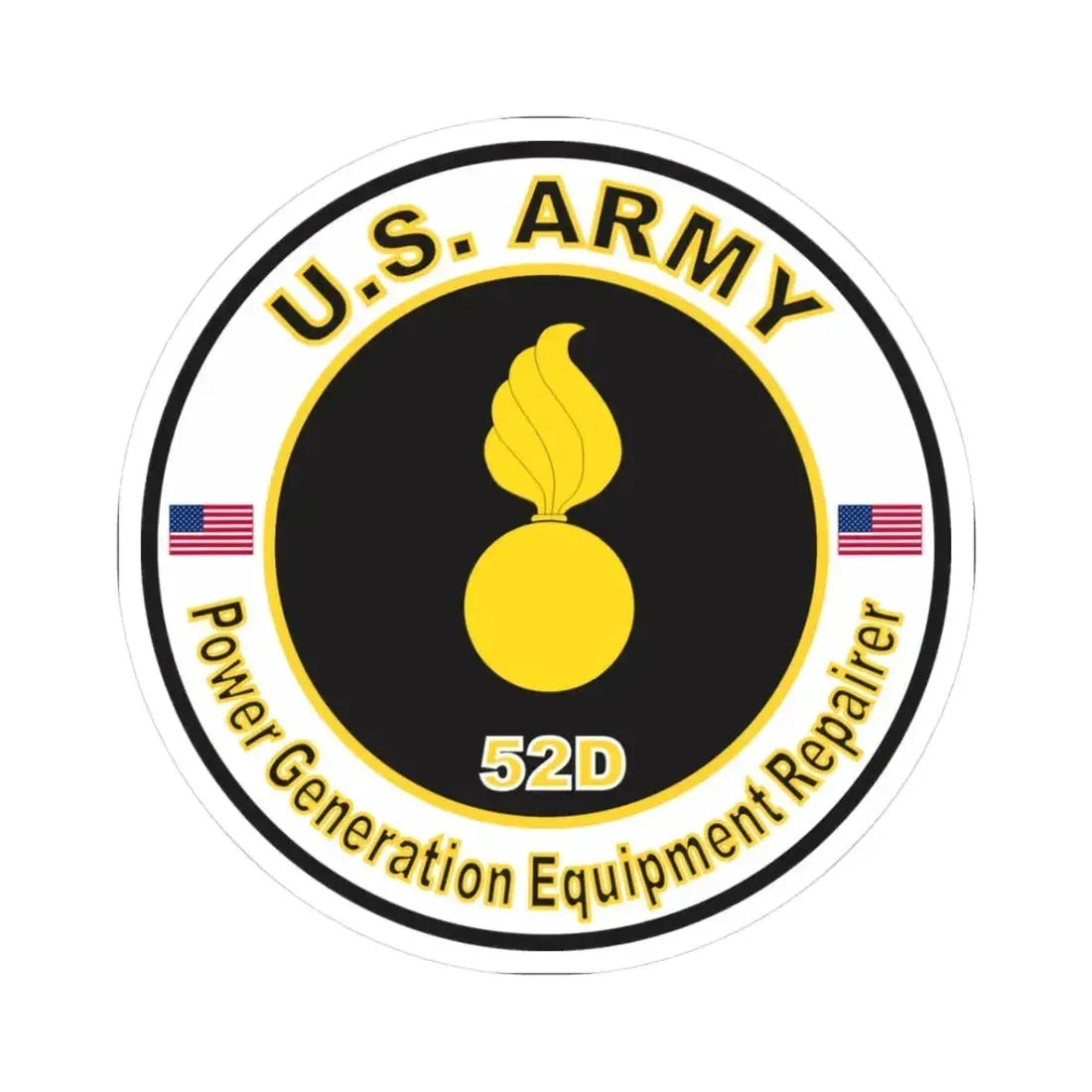 MOS 52D Power Generation Equipment Repairer (U.S. Army) STICKER Vinyl Kiss-Cut Decal 3 Inch White - The Sticker Space