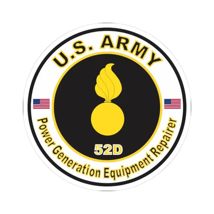 MOS 52D Power Generation Equipment Repairer (U.S. Army) STICKER Vinyl Kiss-Cut Decal 3 Inch White - The Sticker Space