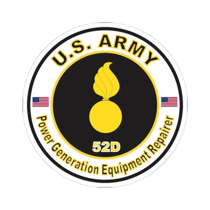 MOS 52D Power Generation Equipment Repairer (U.S. Army) STICKER Vinyl Kiss-Cut Decal 4 Inch White - The Sticker Space