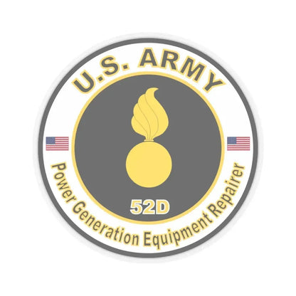 MOS 52D Power Generation Equipment Repairer (U.S. Army) STICKER Vinyl Kiss-Cut Decal 6 Inch Transparent - The Sticker Space