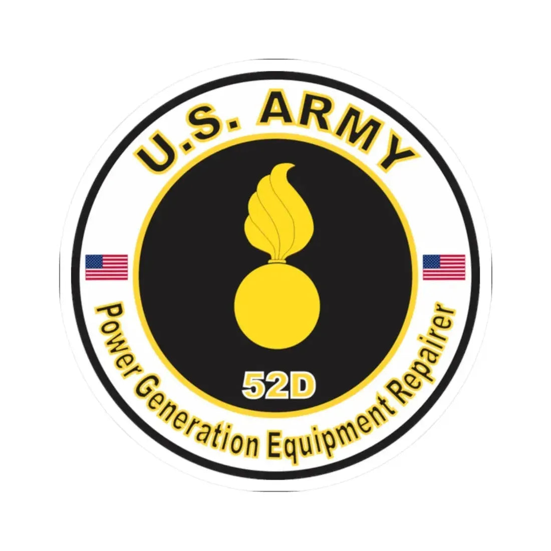 MOS 52D Power Generation Equipment Repairer (U.S. Army) STICKER Vinyl Kiss-Cut Decal - The Sticker Space
