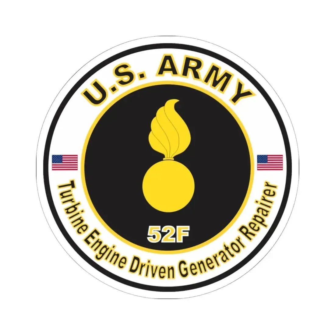 MOS 52F Turbine Engine Driven Generator Repairer (U.S. Army) STICKER Vinyl Kiss-Cut Decal 6 Inch White - The Sticker Space