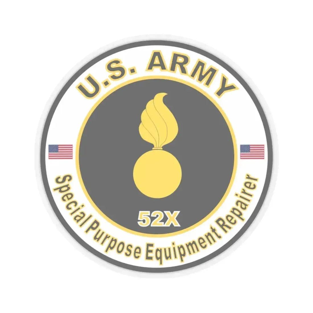MOS 52X Special Purpose Equipment Repairer (U.S. Army) STICKER Vinyl Kiss-Cut Decal 3 Inch Transparent - The Sticker Space
