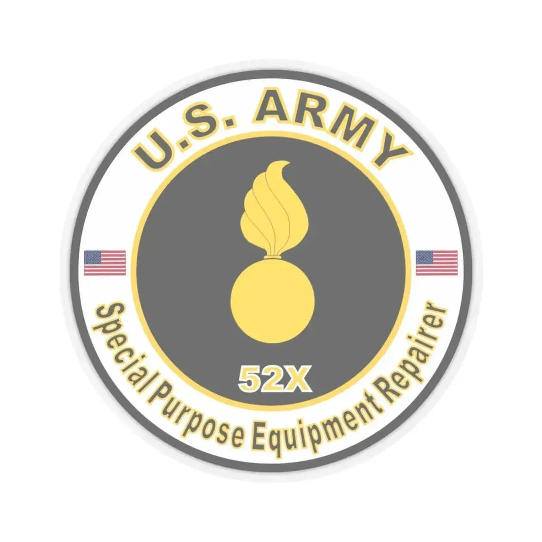 MOS 52X Special Purpose Equipment Repairer (U.S. Army) STICKER Vinyl Kiss-Cut Decal 4 Inch Transparent - The Sticker Space