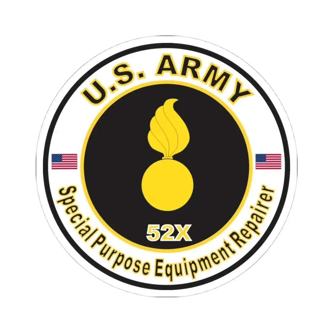 MOS 52X Special Purpose Equipment Repairer (U.S. Army) STICKER Vinyl Kiss-Cut Decal 4 Inch White - The Sticker Space