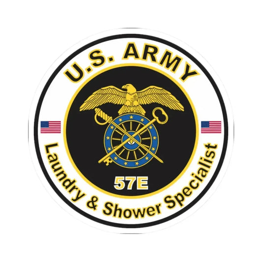 MOS 57E Laundry and Shower Specialist (U.S. Army) STICKER Vinyl Kiss-Cut Decal 2 Inch White - The Sticker Space