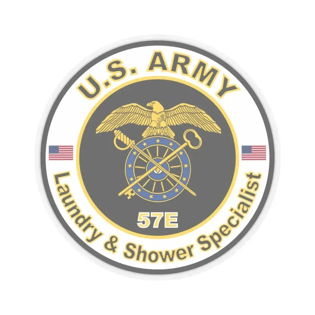 MOS 57E Laundry and Shower Specialist (U.S. Army) STICKER Vinyl Kiss-Cut Decal 3 Inch Transparent - The Sticker Space