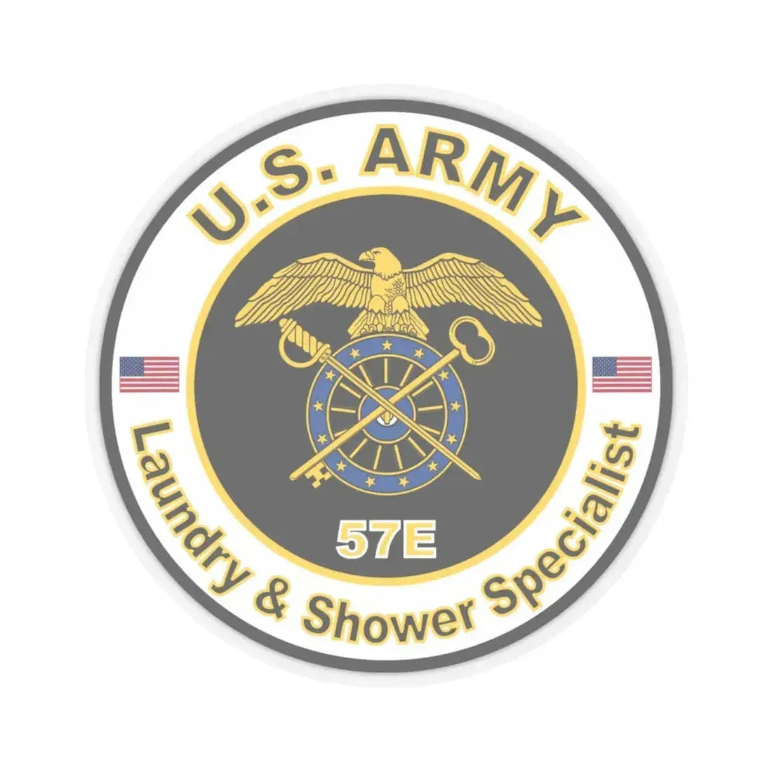 MOS 57E Laundry and Shower Specialist (U.S. Army) STICKER Vinyl Kiss-Cut Decal 4 Inch Transparent - The Sticker Space