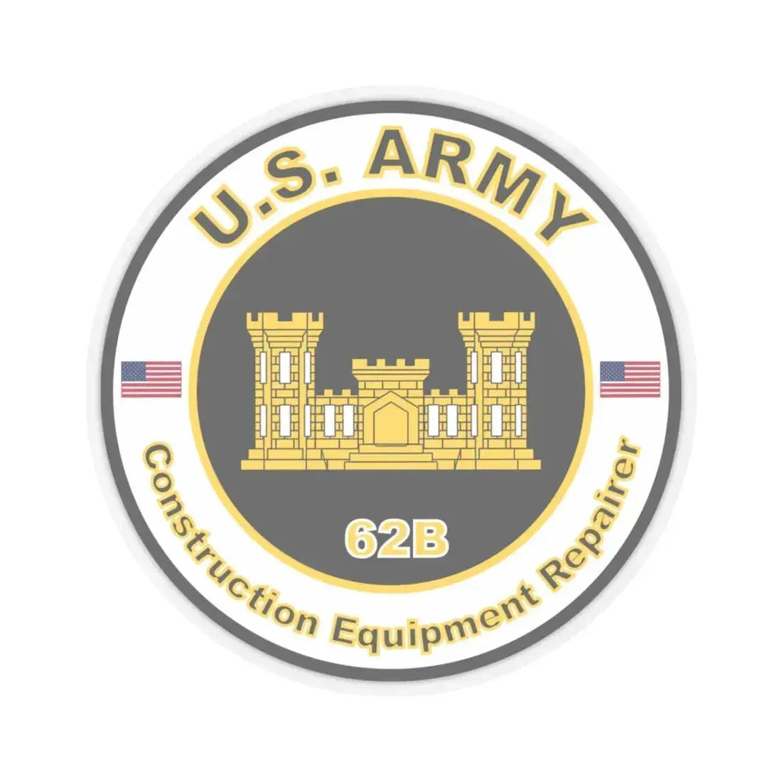 MOS 62B Constructions Equipment Repairer (U.S. Army) STICKER Vinyl Kiss-Cut Decal 6 Inch Transparent - The Sticker Space