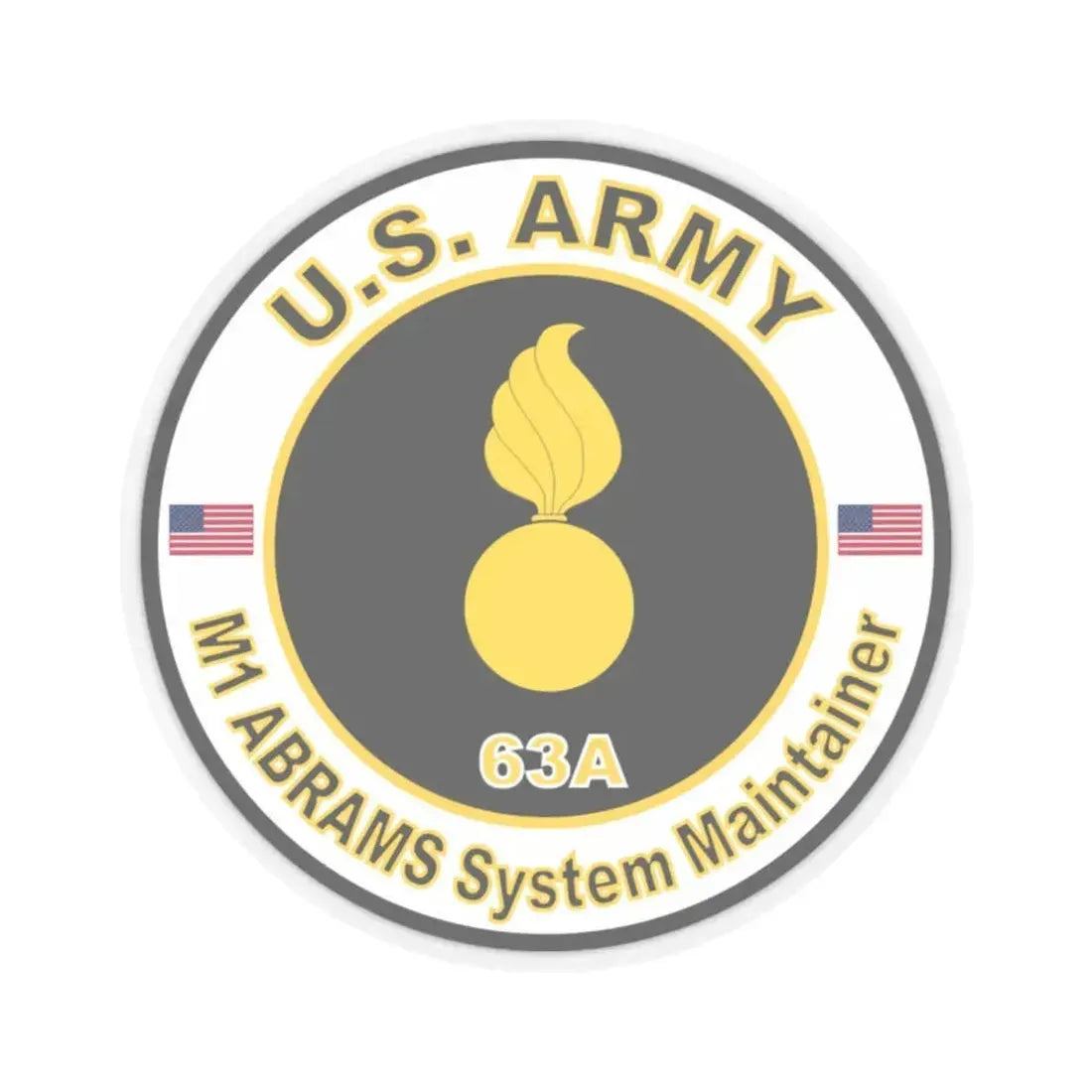 MOS 63A M1-ABRAMS System Maintainer (U.S. Army) STICKER Vinyl Kiss-Cut Decal 2 Inch Transparent - The Sticker Space
