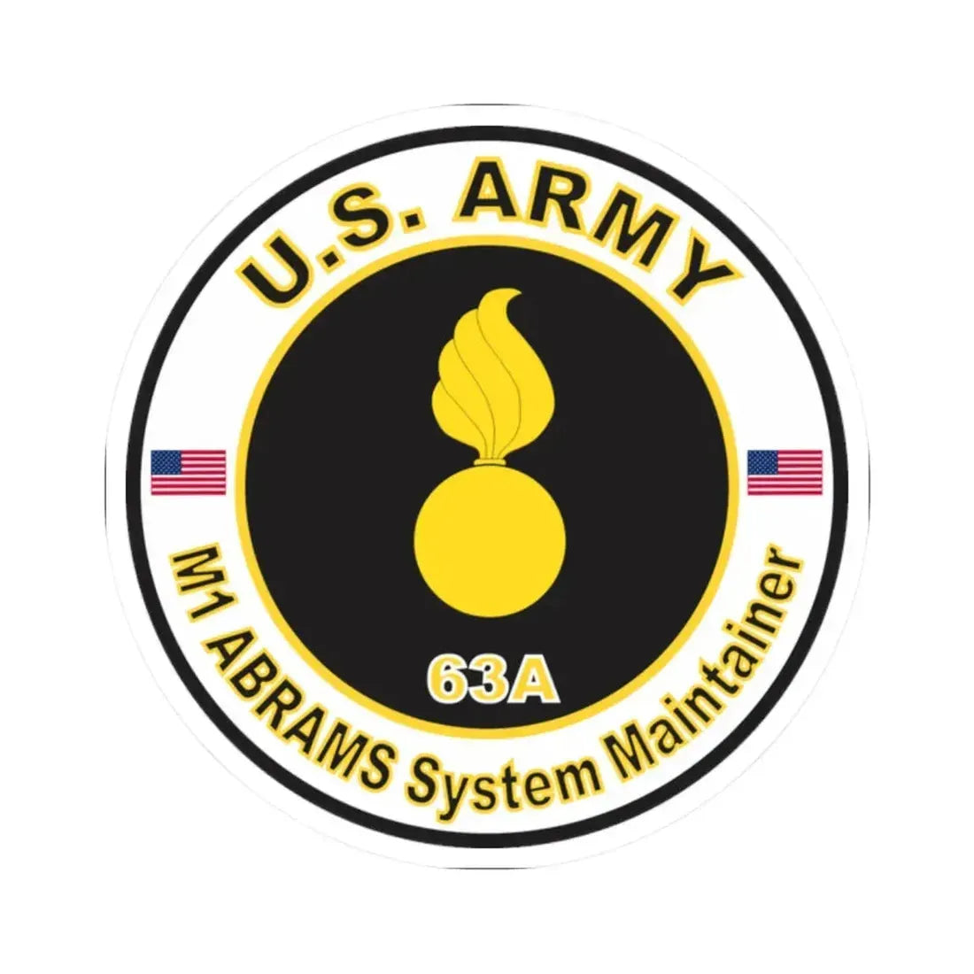 MOS 63A M1-ABRAMS System Maintainer (U.S. Army) STICKER Vinyl Kiss-Cut Decal 2 Inch White - The Sticker Space