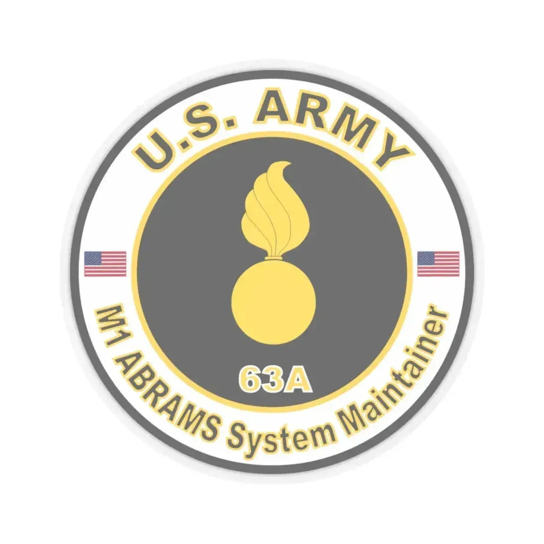 MOS 63A M1-ABRAMS System Maintainer (U.S. Army) STICKER Vinyl Kiss-Cut Decal 3 Inch Transparent - The Sticker Space