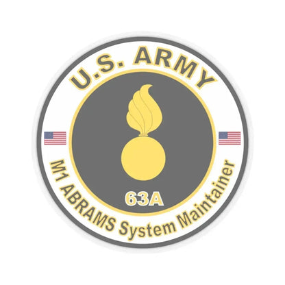 MOS 63A M1-ABRAMS System Maintainer (U.S. Army) STICKER Vinyl Kiss-Cut Decal 3 Inch Transparent - The Sticker Space