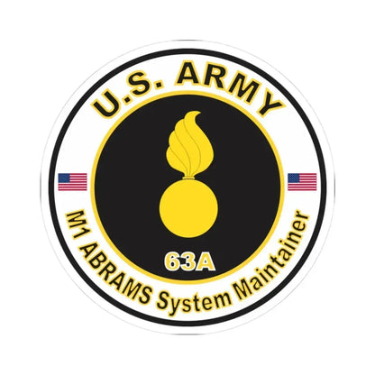 MOS 63A M1-ABRAMS System Maintainer (U.S. Army) STICKER Vinyl Kiss-Cut Decal 3 Inch White - The Sticker Space