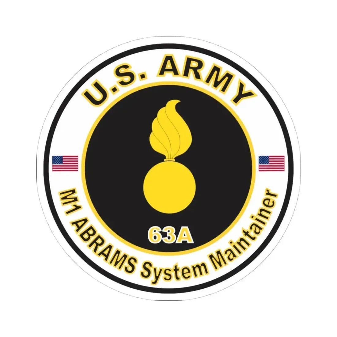 MOS 63A M1-ABRAMS System Maintainer (U.S. Army) STICKER Vinyl Kiss-Cut Decal 4 Inch White - The Sticker Space