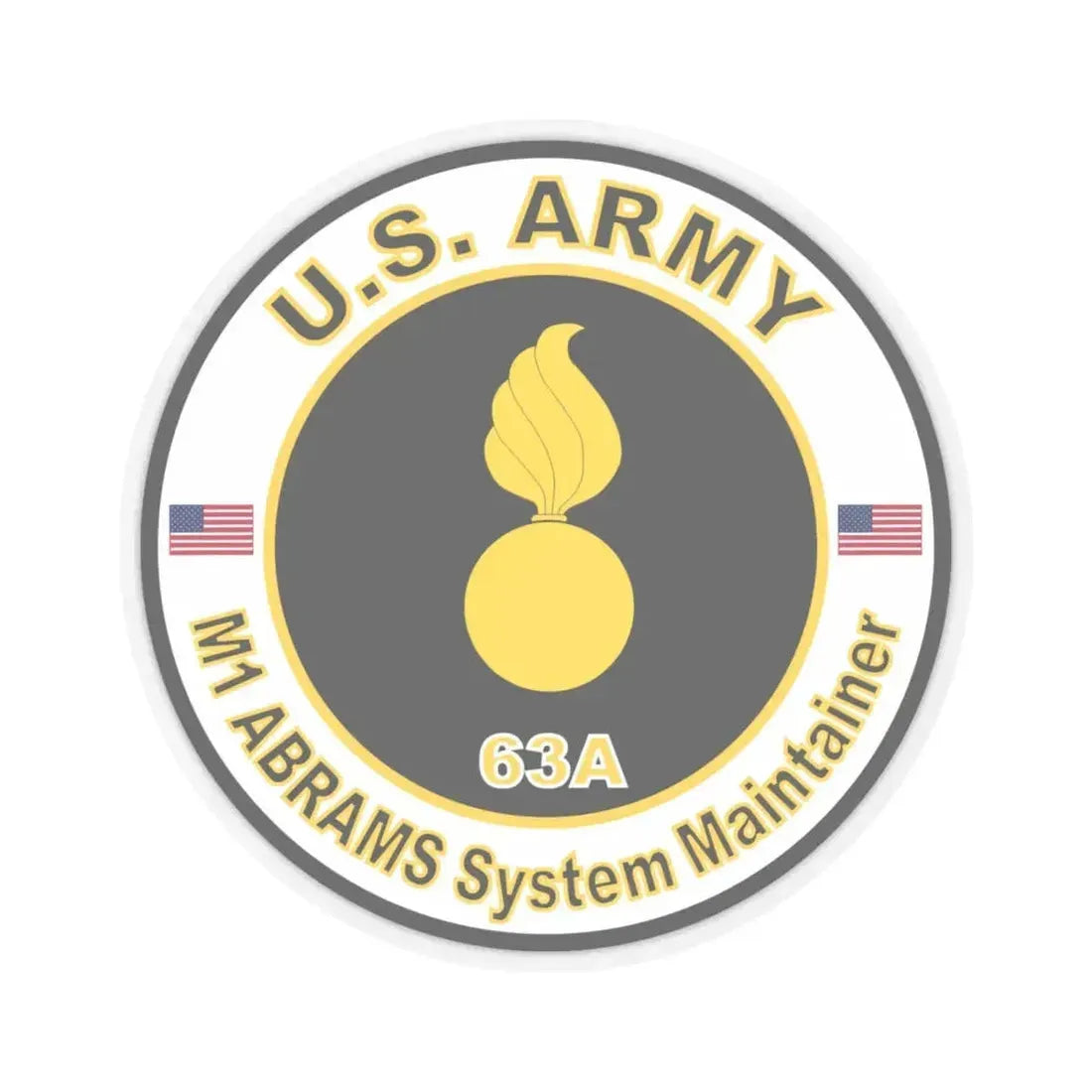 MOS 63A M1-ABRAMS System Maintainer (U.S. Army) STICKER Vinyl Kiss-Cut Decal 6 Inch Transparent - The Sticker Space