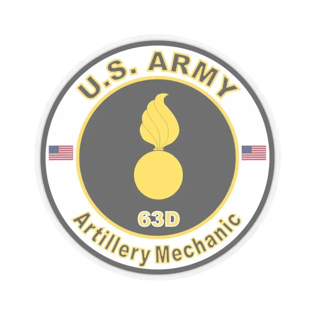 MOS 63D Artillery Mechanic (U.S. Army) STICKER Vinyl Kiss-Cut Decal 3 Inch Transparent - The Sticker Space