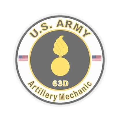 MOS 63D Artillery Mechanic (U.S. Army) STICKER Vinyl Kiss-Cut Decal 3 Inch Transparent - The Sticker Space