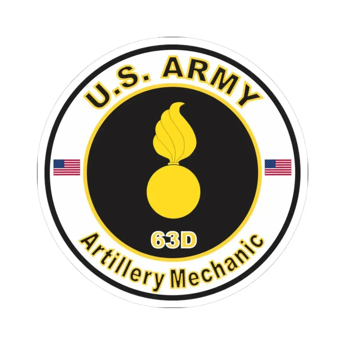 MOS 63D Artillery Mechanic (U.S. Army) STICKER Vinyl Kiss-Cut Decal 3 Inch White - The Sticker Space