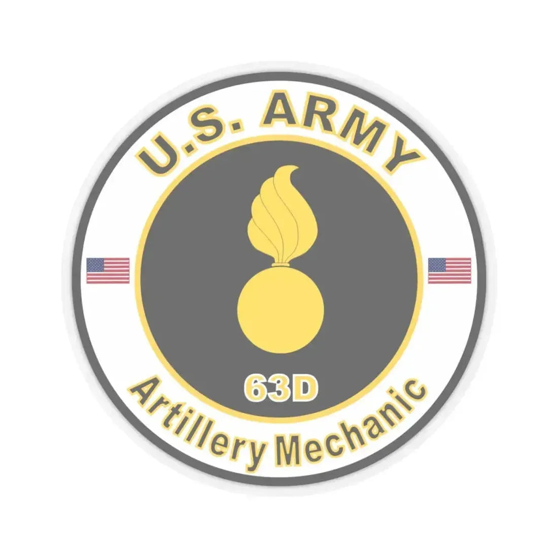 MOS 63D Artillery Mechanic (U.S. Army) STICKER Vinyl Kiss-Cut Decal 4 Inch Transparent - The Sticker Space