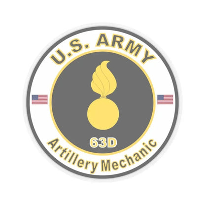 MOS 63D Artillery Mechanic (U.S. Army) STICKER Vinyl Kiss-Cut Decal 4 Inch Transparent - The Sticker Space
