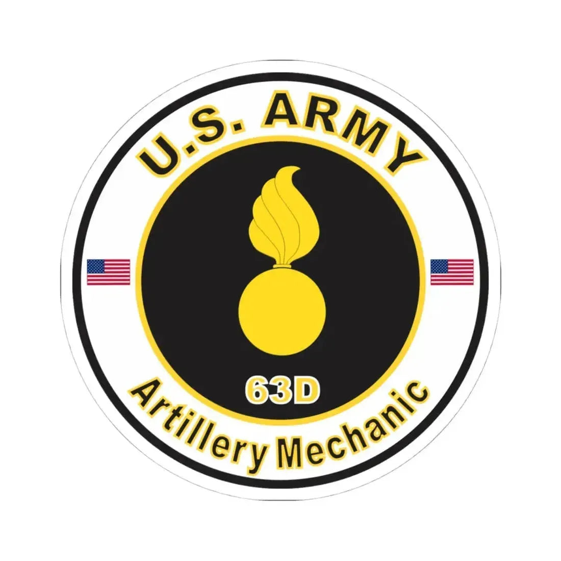 MOS 63D Artillery Mechanic (U.S. Army) STICKER Vinyl Kiss-Cut Decal 4 Inch White - The Sticker Space