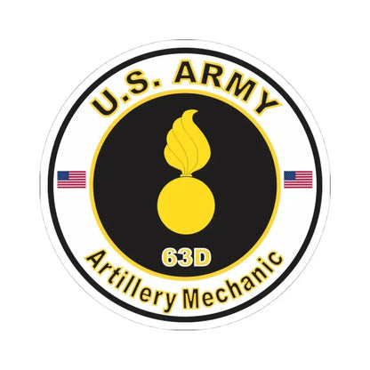 MOS 63D Artillery Mechanic (U.S. Army) STICKER Vinyl Kiss-Cut Decal 4 Inch White - The Sticker Space
