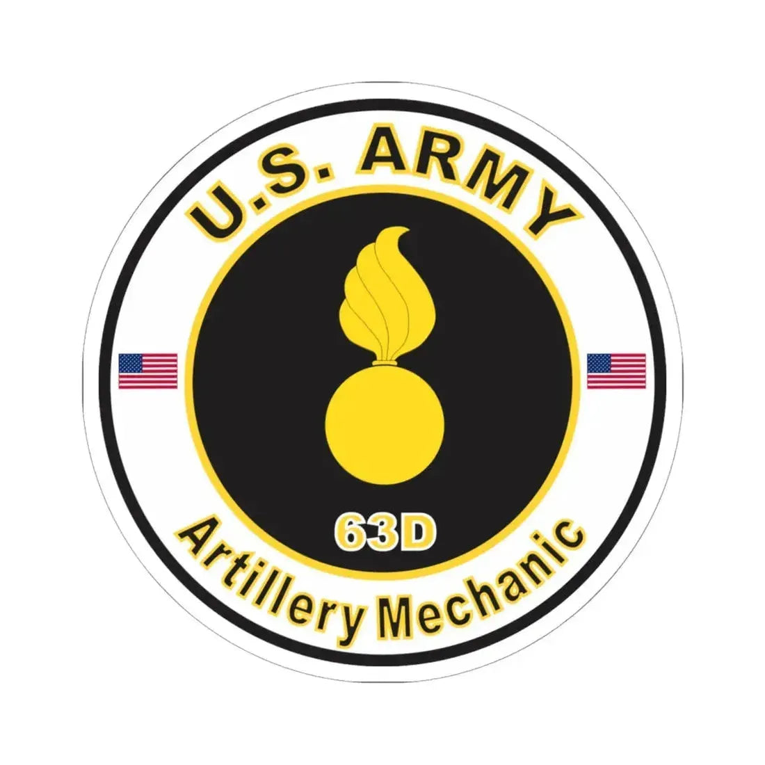 MOS 63D Artillery Mechanic (U.S. Army) STICKER Vinyl Kiss-Cut Decal 6 Inch White - The Sticker Space
