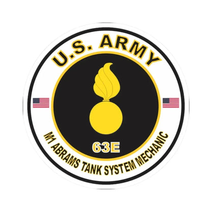 MOS 63E M1 Abrams Tank System Mechanic Vinyl Decal (U.S. Army) STICKER Vinyl Kiss-Cut Decal 2 Inch White - The Sticker Space