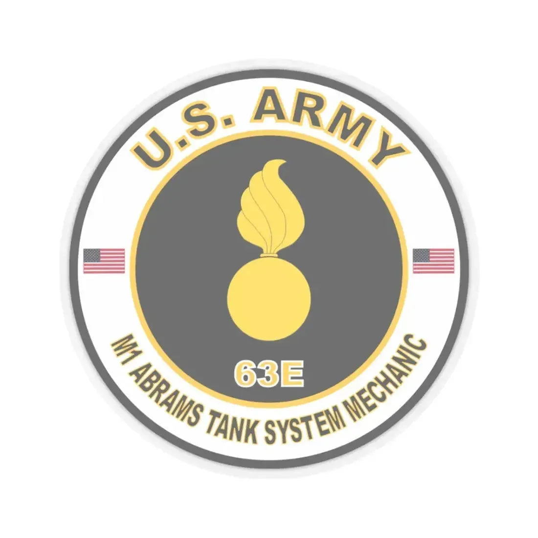 MOS 63E M1 Abrams Tank System Mechanic Vinyl Decal (U.S. Army) STICKER Vinyl Kiss-Cut Decal 3 Inch Transparent - The Sticker Space