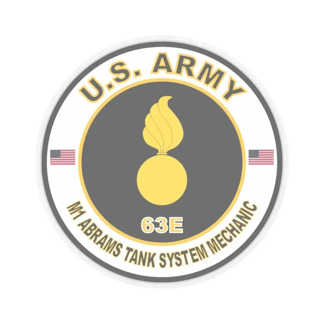 MOS 63E M1 Abrams Tank System Mechanic Vinyl Decal (U.S. Army) STICKER Vinyl Kiss-Cut Decal 6 Inch Transparent - The Sticker Space