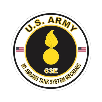 MOS 63E M1 Abrams Tank System Mechanic Vinyl Decal (U.S. Army) STICKER Vinyl Kiss-Cut Decal 6 Inch White - The Sticker Space
