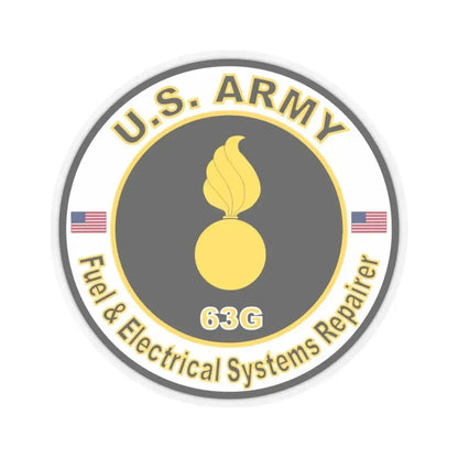 MOS 63G Fuel & Electrical Systems Repairer (U.S. Army) STICKER Vinyl Kiss-Cut Decal 3 Inch Transparent - The Sticker Space
