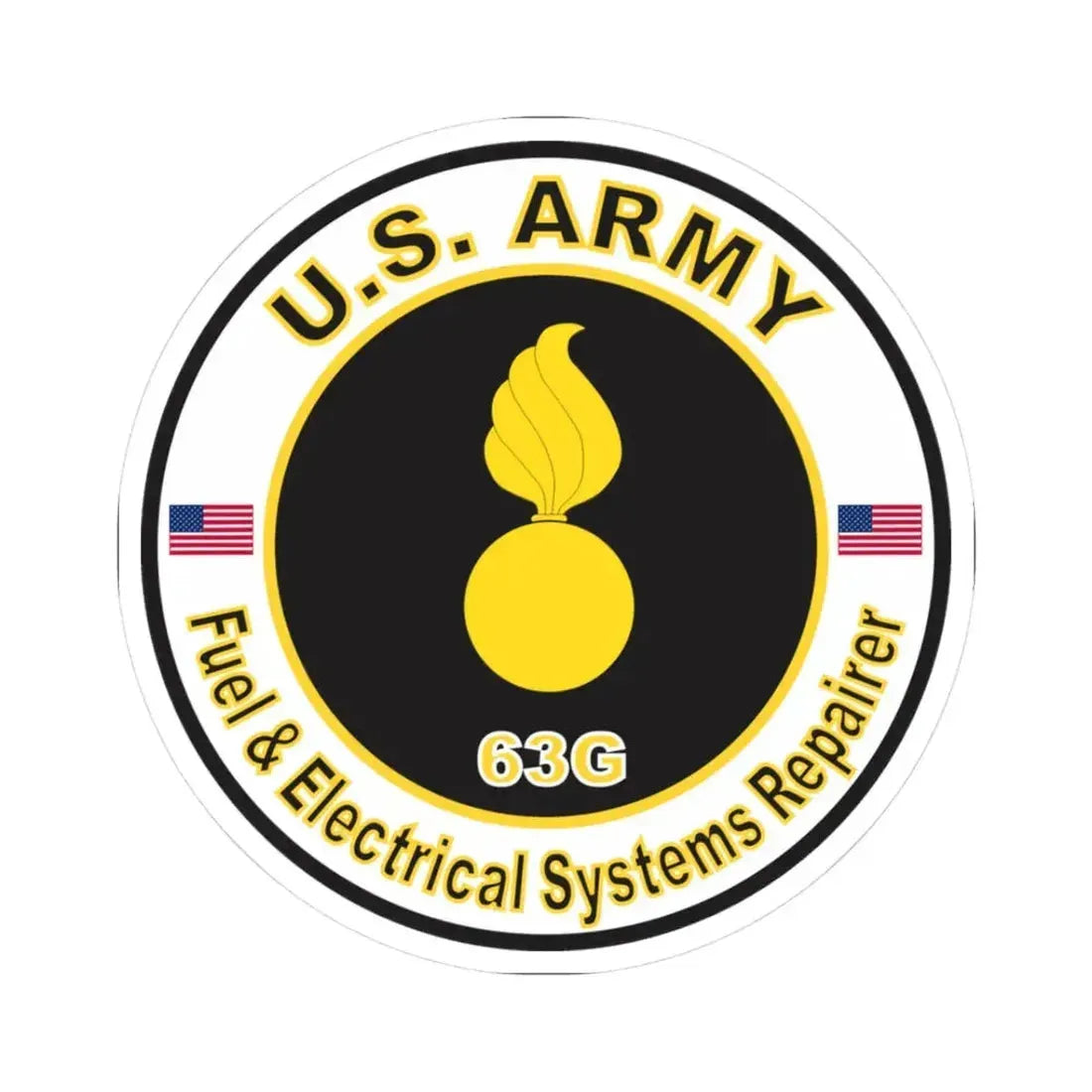 MOS 63G Fuel & Electrical Systems Repairer (U.S. Army) STICKER Vinyl Kiss-Cut Decal 3 Inch White - The Sticker Space