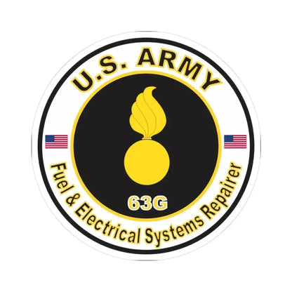 MOS 63G Fuel & Electrical Systems Repairer (U.S. Army) STICKER Vinyl Kiss-Cut Decal 3 Inch White - The Sticker Space