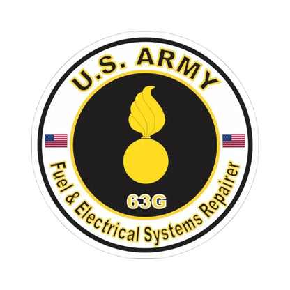 MOS 63G Fuel & Electrical Systems Repairer (U.S. Army) STICKER Vinyl Kiss-Cut Decal 4 Inch White - The Sticker Space