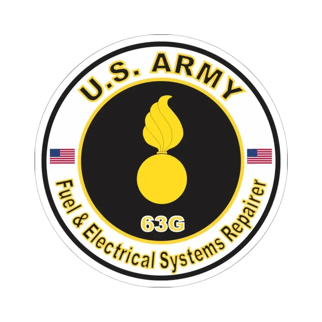 MOS 63G Fuel & Electrical Systems Repairer (U.S. Army) STICKER Vinyl Kiss-Cut Decal 6 Inch White - The Sticker Space