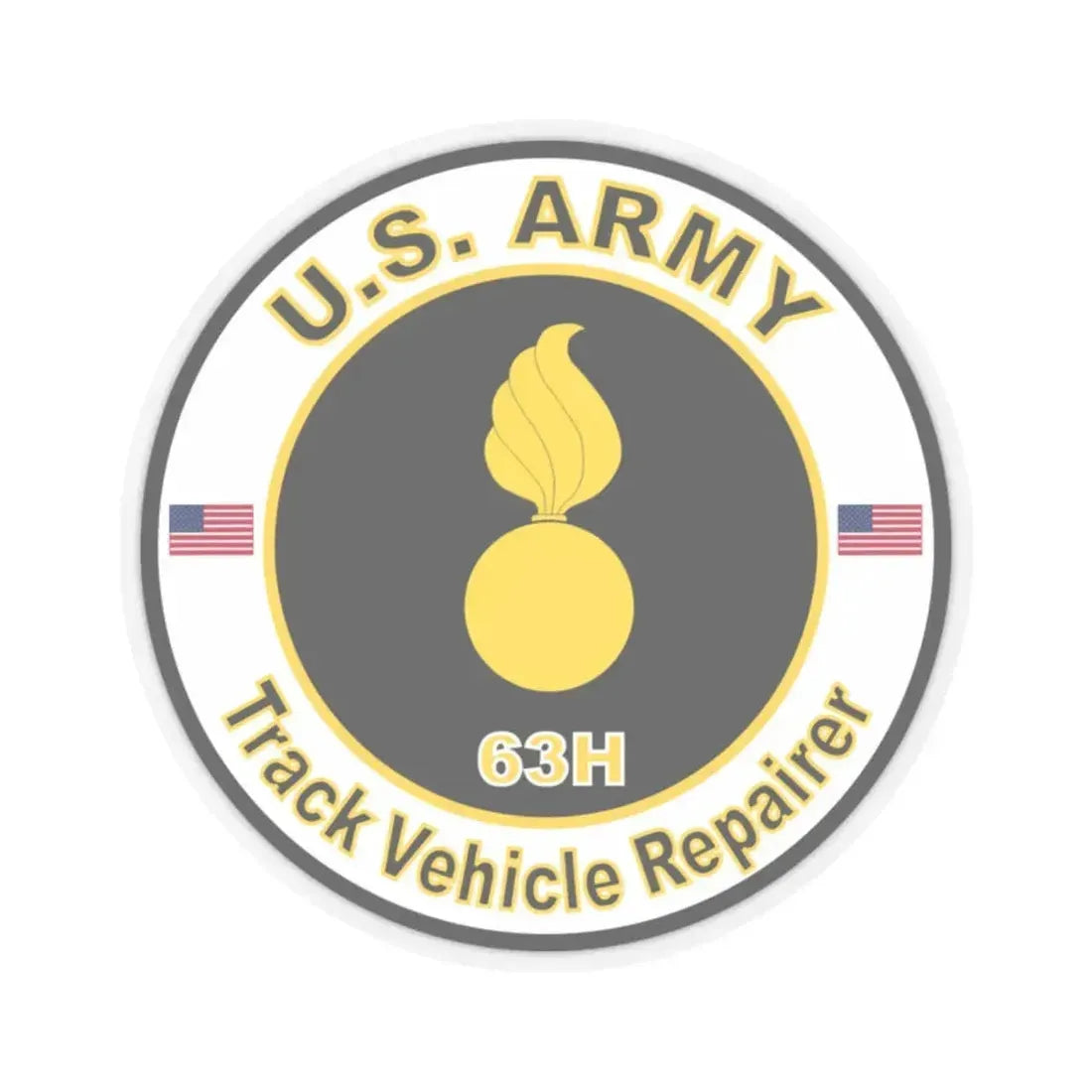 MOS 63H Track Vehicle Repairer (U.S. Army) STICKER Vinyl Kiss-Cut Decal 2 Inch Transparent - The Sticker Space