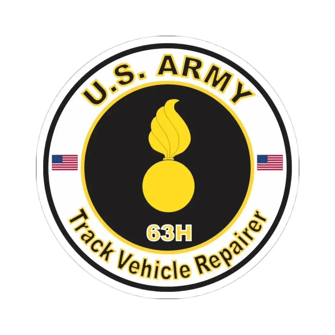 MOS 63H Track Vehicle Repairer (U.S. Army) STICKER Vinyl Kiss-Cut Decal 4 Inch White - The Sticker Space