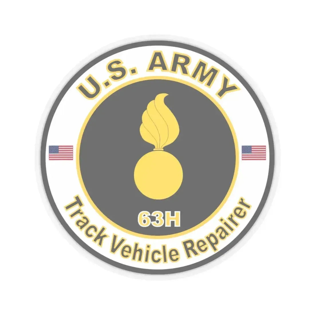 MOS 63H Track Vehicle Repairer (U.S. Army) STICKER Vinyl Kiss-Cut Decal 6 Inch Transparent - The Sticker Space