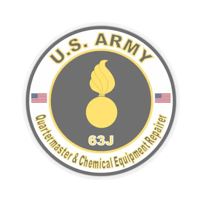 MOS 63J Quartermaster & Chemical Equipment Repairer (U.S. Army) STICKER Vinyl Kiss-Cut Decal 2 Inch Transparent - The Sticker Space
