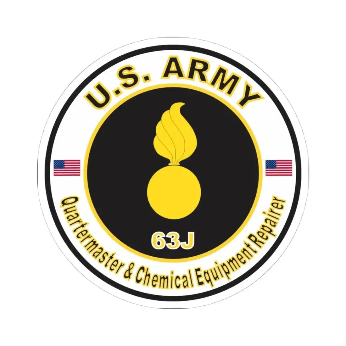 MOS 63J Quartermaster & Chemical Equipment Repairer (U.S. Army) STICKER Vinyl Kiss-Cut Decal 4 Inch White - The Sticker Space