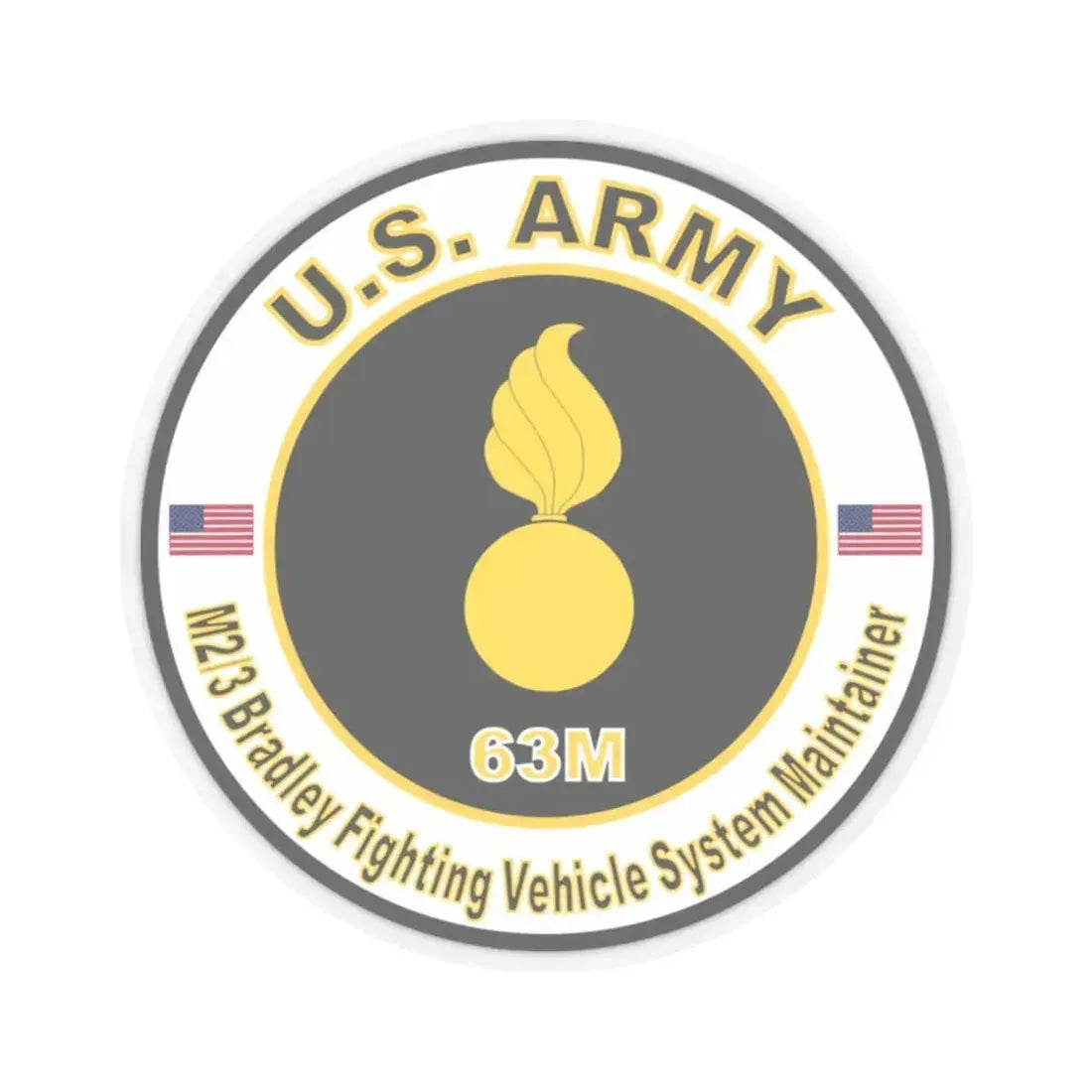 MOS 63M M2-3 Bradley Fighting Vehicle System Maintainer (U.S. Army) STICKER Vinyl Kiss-Cut Decal 2 Inch Transparent - The Sticker Space