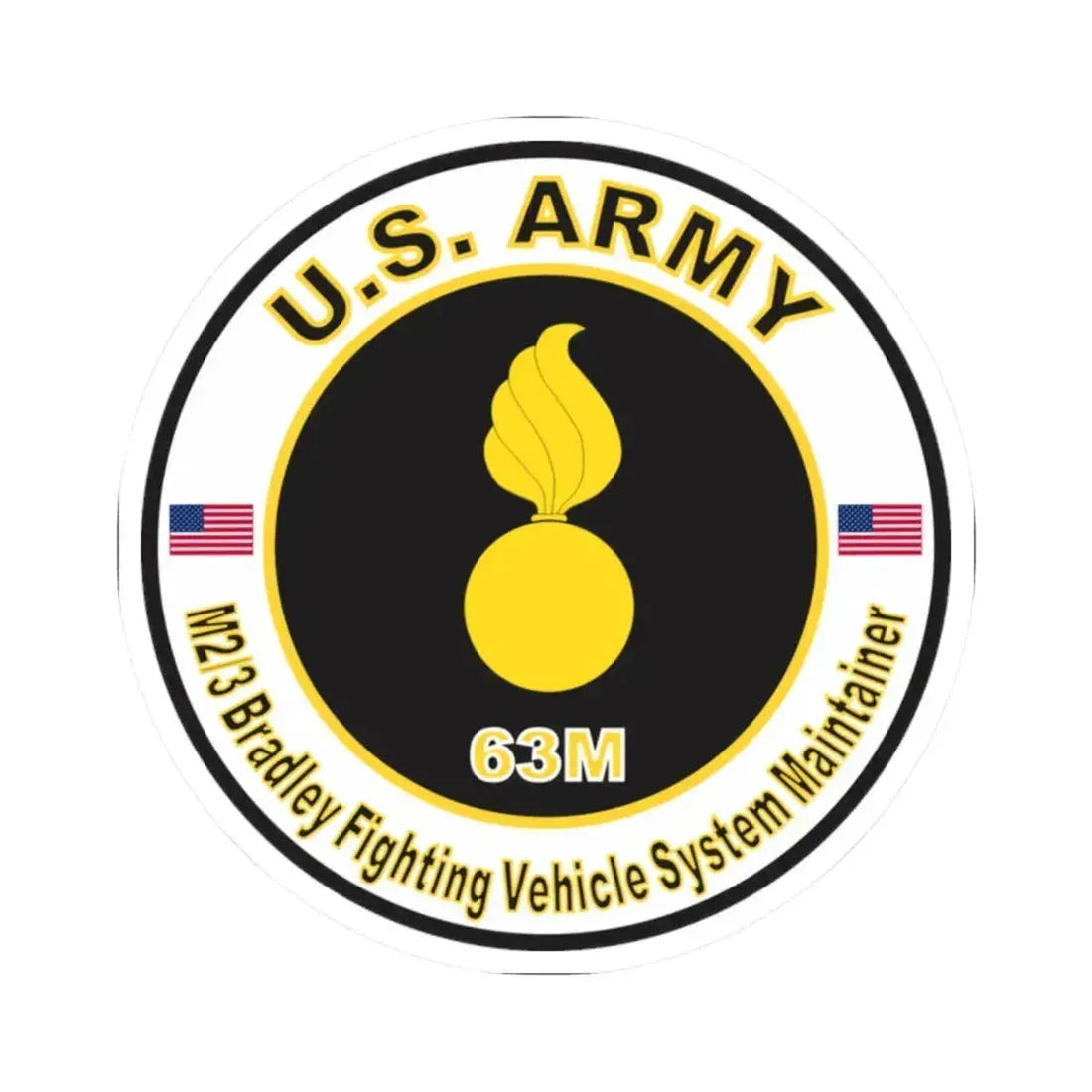 MOS 63M M2-3 Bradley Fighting Vehicle System Maintainer (U.S. Army) STICKER Vinyl Kiss-Cut Decal 2 Inch White - The Sticker Space