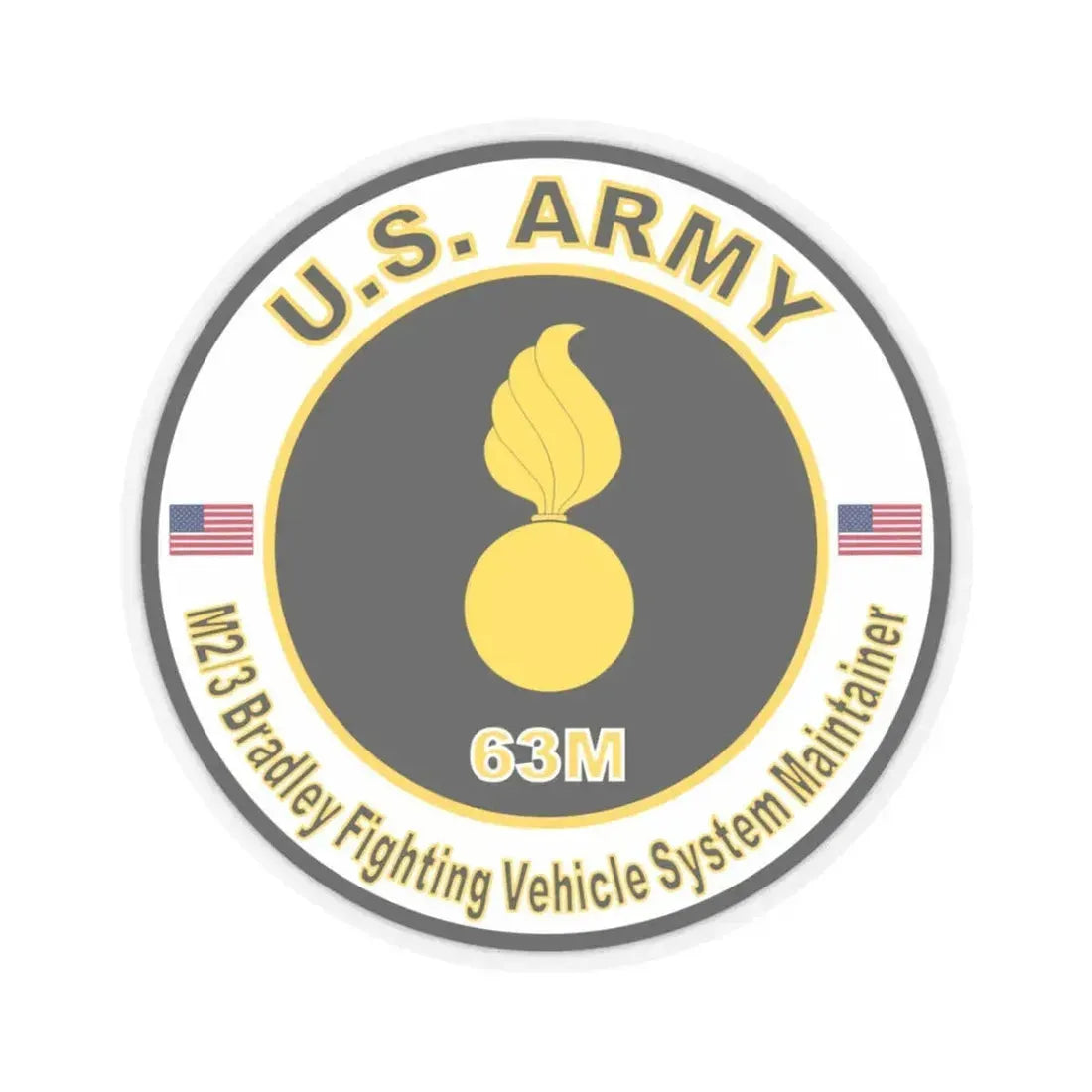 MOS 63M M2-3 Bradley Fighting Vehicle System Maintainer (U.S. Army) STICKER Vinyl Kiss-Cut Decal 3 Inch Transparent - The Sticker Space