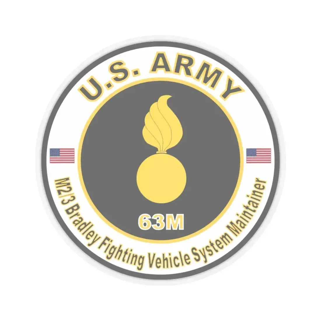 MOS 63M M2-3 Bradley Fighting Vehicle System Maintainer (U.S. Army) STICKER Vinyl Kiss-Cut Decal 4 Inch Transparent - The Sticker Space