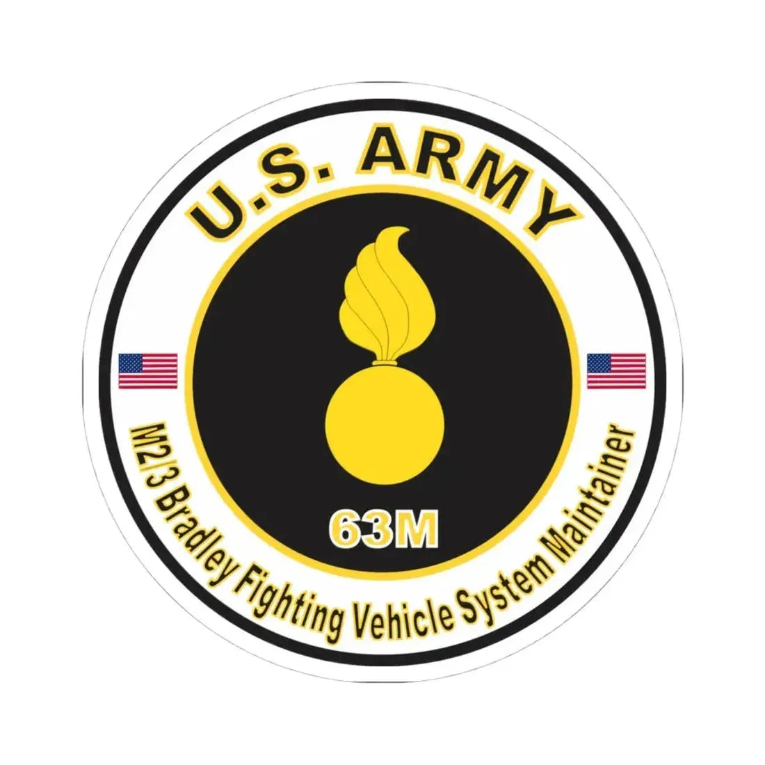 MOS 63M M2-3 Bradley Fighting Vehicle System Maintainer (U.S. Army) STICKER Vinyl Kiss-Cut Decal 4 Inch White - The Sticker Space