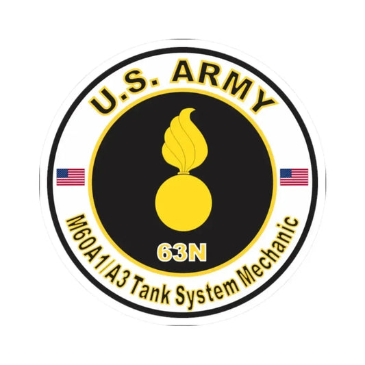 MOS 63N M60 A1-A3 Tank System Mechanic (U.S. Army) STICKER Vinyl Kiss-Cut Decal 2 Inch White - The Sticker Space