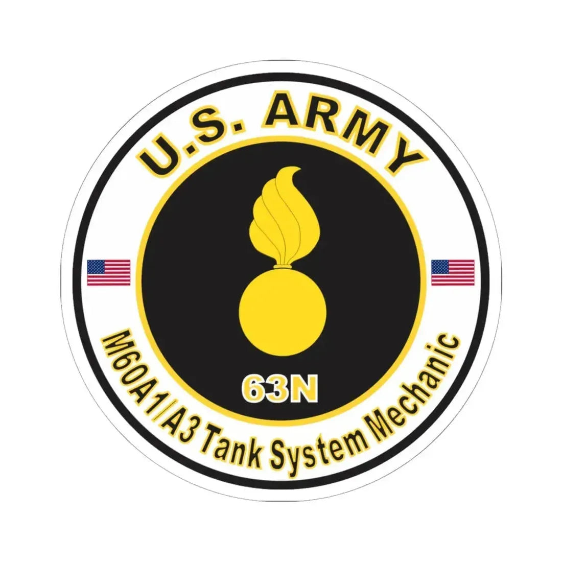 MOS 63N M60 A1-A3 Tank System Mechanic (U.S. Army) STICKER Vinyl Kiss-Cut Decal 6 Inch White - The Sticker Space