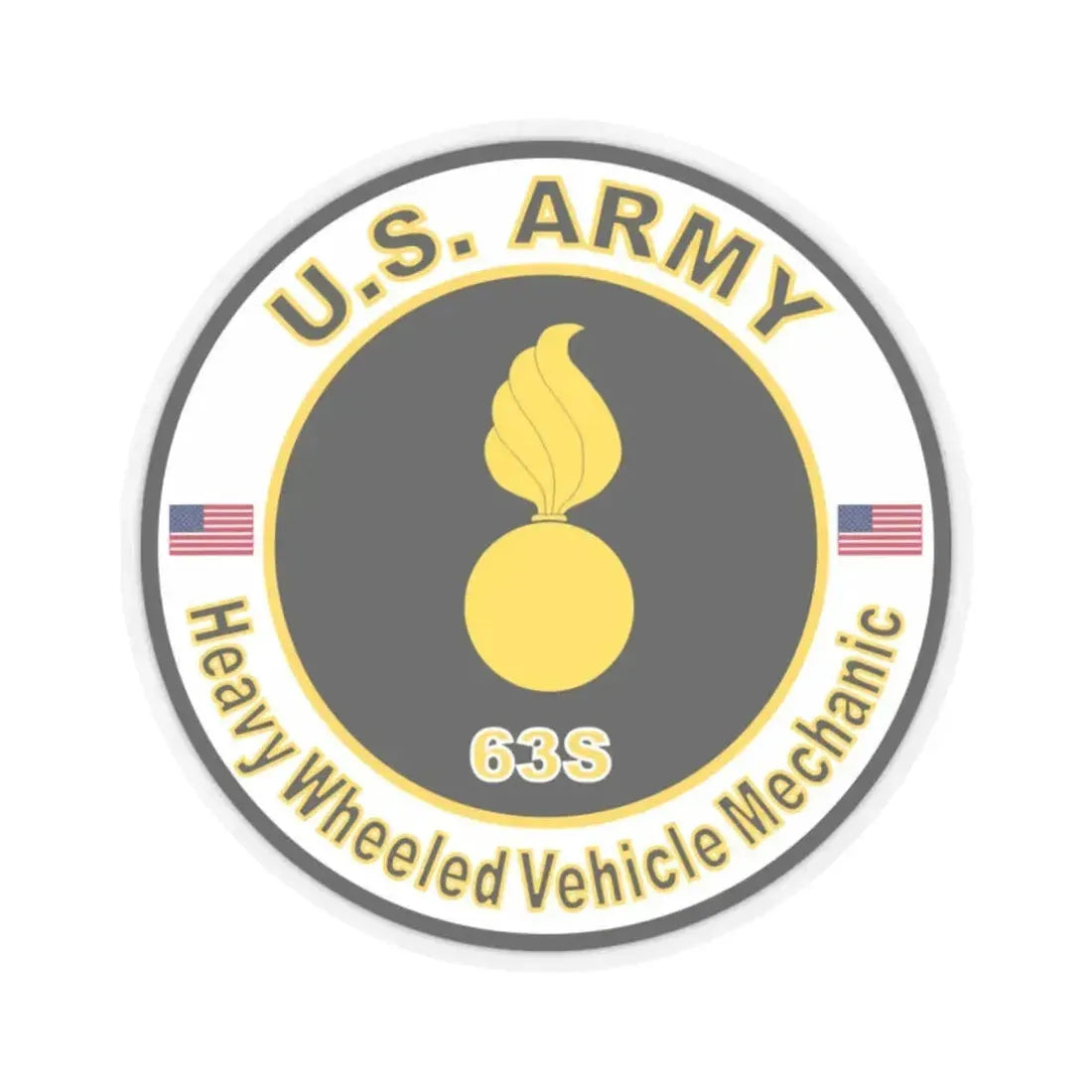 MOS 63S Heavy-Wheeled Vehicle Mechanic (U.S. Army) STICKER Vinyl Kiss-Cut Decal 2 Inch Transparent - The Sticker Space